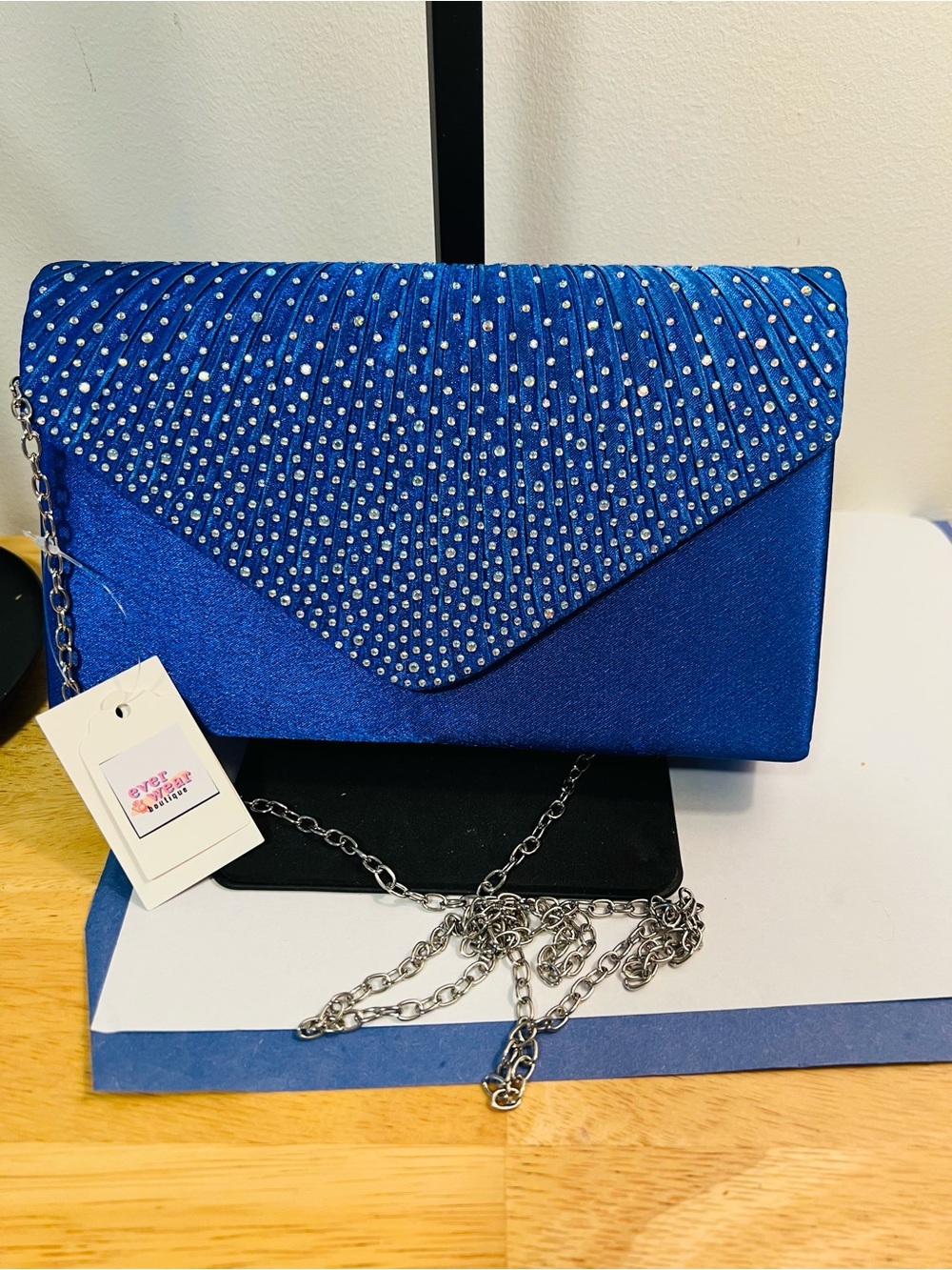 🆕 Evening Rhinestone Envelope Clutch - Blue
